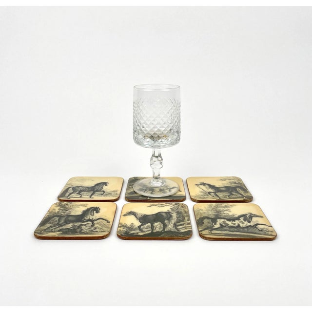 Lacquered Wood Horse Coasters, Italy, 1950s, Set of 6 For Sale - Image 6 of 18