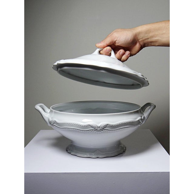 White Porcelain Soup or Vegetable Dish attributed Barnardaud for Limoges, 1950s For Sale - Image 4 of 15