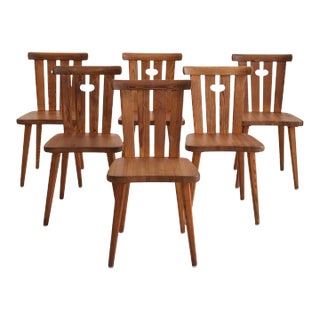 1960s Göran Malmvall Swedish Mid Century Set of 6 Pine Dining Chairs For Sale