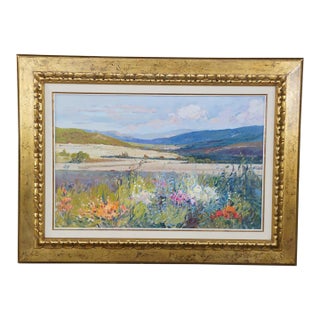 Rosa Canto Spanish Impressionist Floral Desert Landscape Oil Painting 48" For Sale