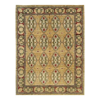 10x14 Iris Cozy Beige Geometric Modern Hand Knotted Wool Carpet Rug For Sale