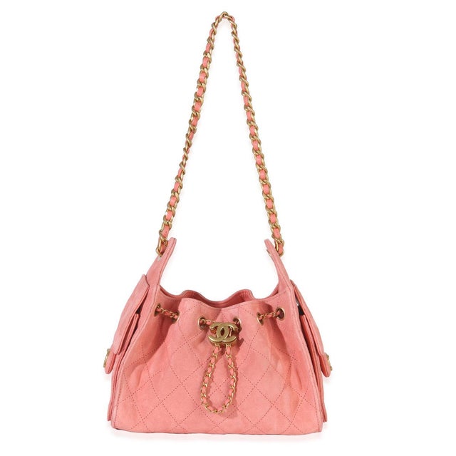 Pink Pink Quilted Suede Mini Chanel 25 Hobo For Sale - Image 8 of 9