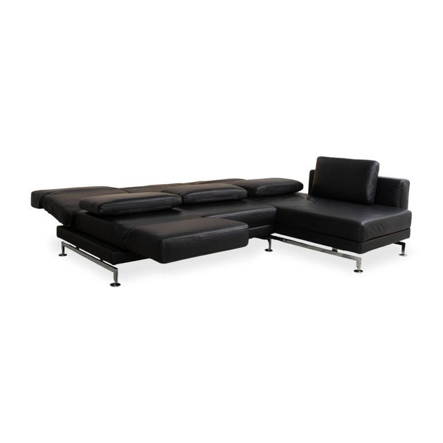 Animal Skin Leather Chrome Corner Sofa in Black with Manual Function by Brühl Moule For Sale - Image 7 of 18