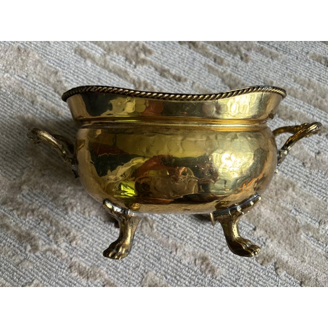 Hammered Brass Cachepot With Paw Feet For Sale In Philadelphia - Image 6 of 9