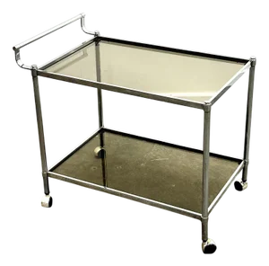 Vintage Chrome Drinks Trolley with Smoked Glass, 1980s