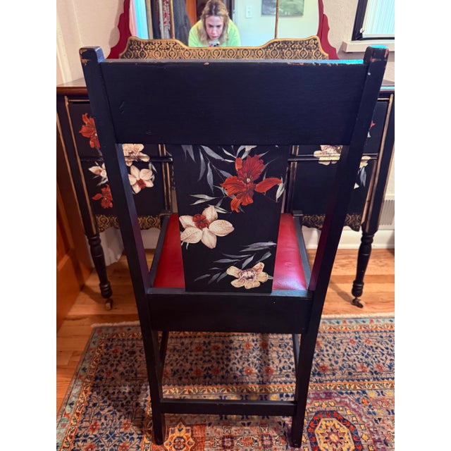 Early 20th Century Early 20th Century Chinoiserie Vanity Ser With Mirror and Chair For Sale - Image 5 of 12