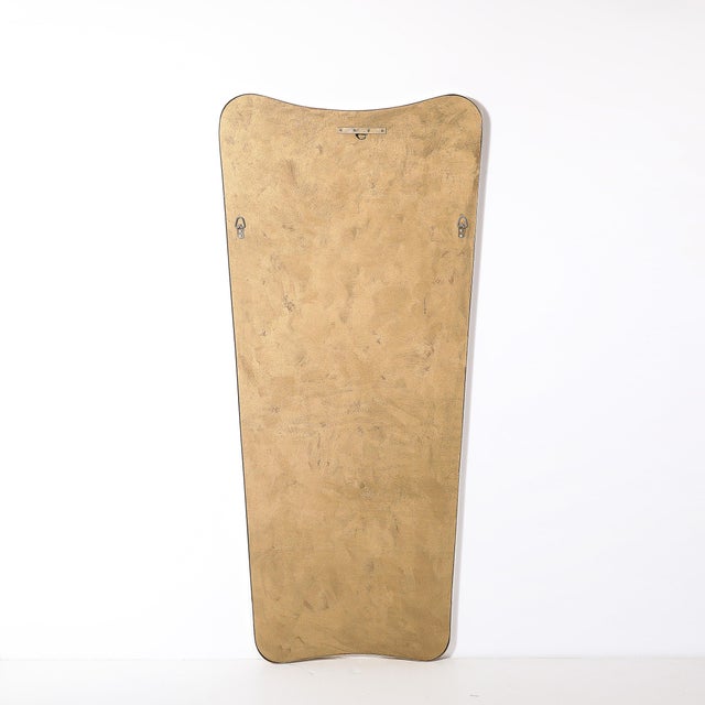 Mid-Century Modernist Brass Wrapped Mirror W/ Curvilinear Tapered Form For Sale - Image 11 of 11