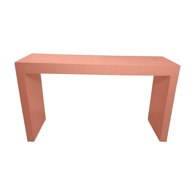 Mid-Century Modern Late 20th Century Parsons Style Salmon Color Console Table For Sale - Image 3 of 4