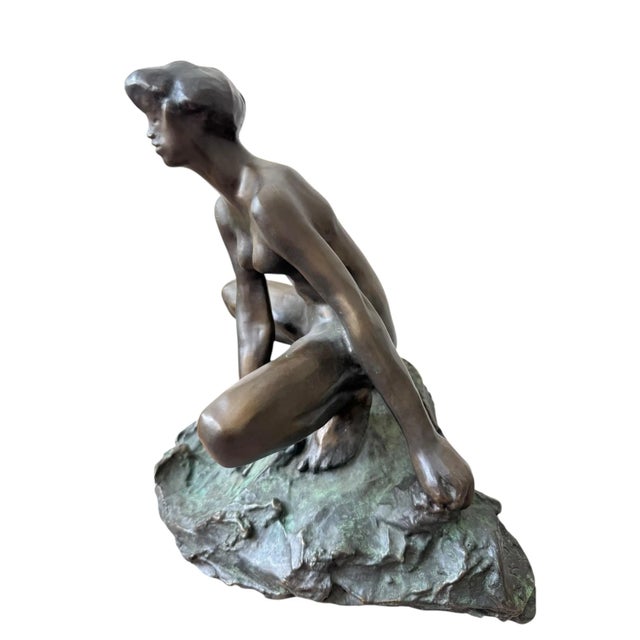 1950s French Bronze Sculpture After Auguste Rodin. Titled Seated Nude. For Sale - Image 5 of 12