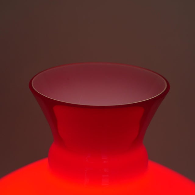 Red Italian Table Lamp in Brass, Glass, and Marble attributed to Stilux, 1950s For Sale - Image 8 of 18