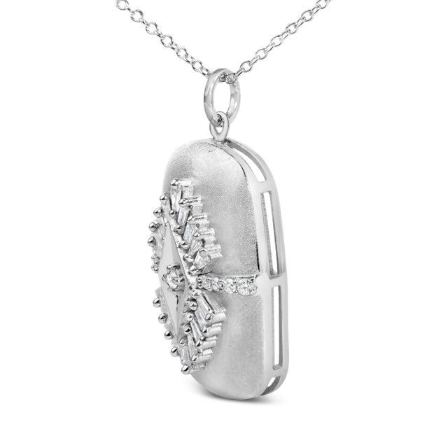 Haus of Brilliance Sterling Silver 3/8 Cttw Diamond Puffed Medallion Design Pendant Necklace For Sale - Image 4 of 4