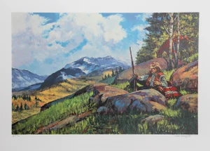 Noel Daggett, a Long Rifle Awaits, Lithograph