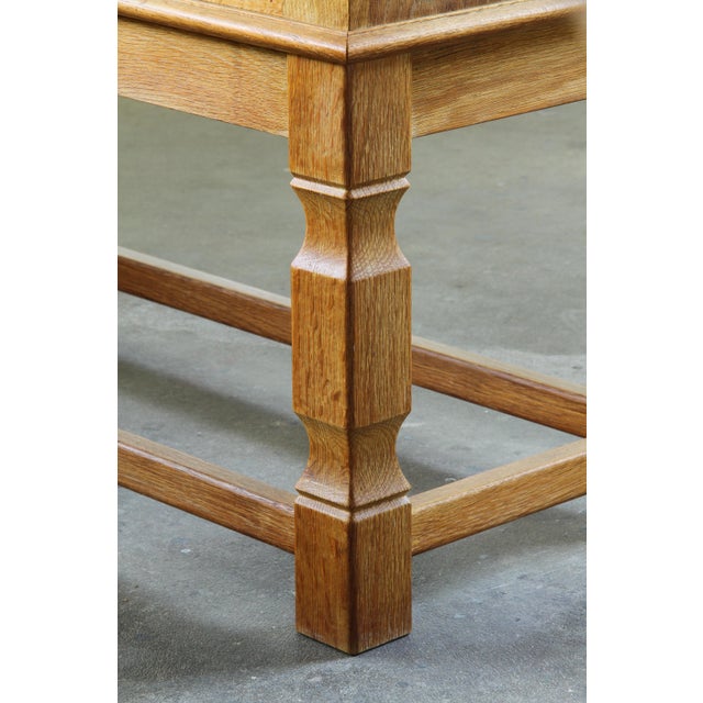 Vintage Oak Brutalist Display Cabinet with Leaded Glass in the style of Kjærnulf, Denmark, 1960s For Sale - Image 11 of 18