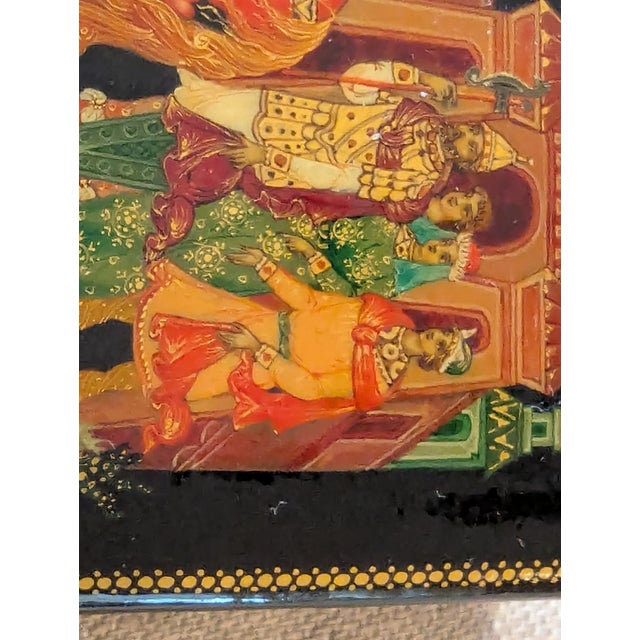Palekh Lacquer Box by Artist G. Kamardin Dated 1985 For Sale - Image 10 of 14