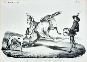 La Jument du Prince et le chien de la Princesse- Lithograph by H. Daumier - 1834 1834