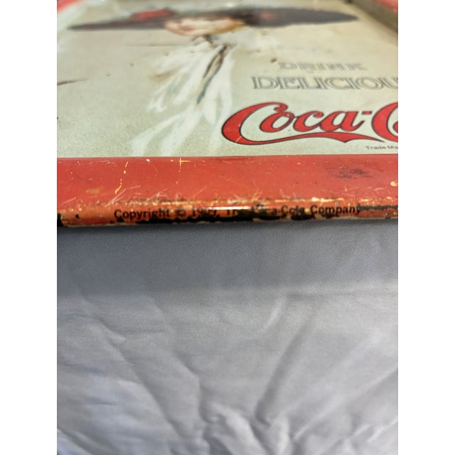 Metal Vintage 1973 Coca-Cola Hamilton King Metal Advertising Serving Tray For Sale - Image 7 of 10