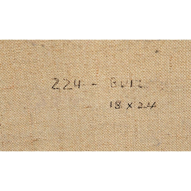 Textile Mid Century Oil Painting George Constant Art Abstract Bull Original Blue For Sale - Image 7 of 12