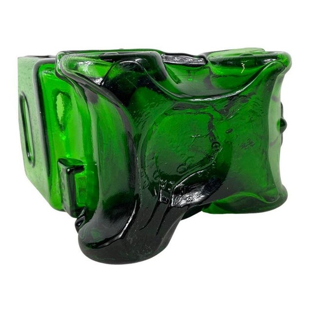 Mid 20th Century Green Glass Comical Car Decorative Bottle with Man in Hat as Top from Empoli, Italy, 1960s For Sale - Image 5 of 11