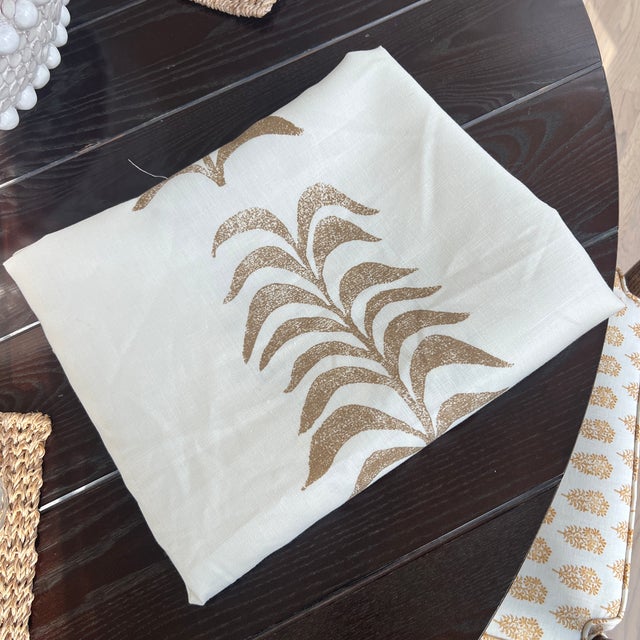 American Heather Chadduck Grande Frond in Caramel Linen Fabric- 2 Yards For Sale - Image 3 of 7