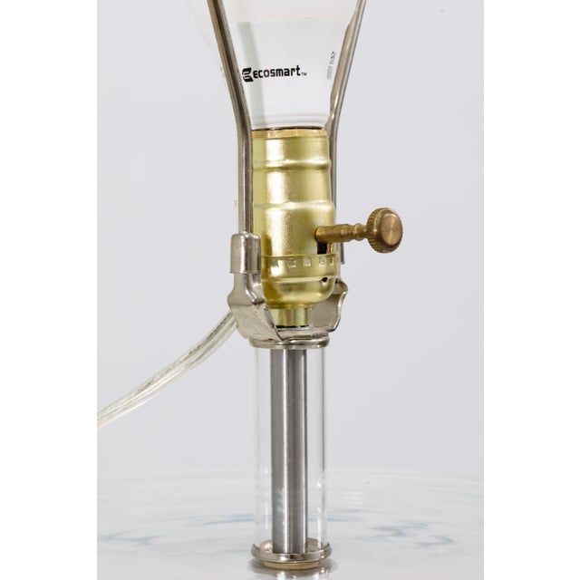 Large Clear Glass Two-Piece Modern Cylinder Table Lamp For Sale - Image 4 of 5