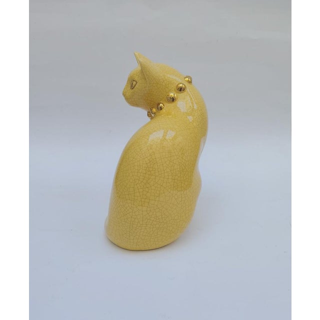 Large Mid-Century Ceramic Cat from Longwy, France For Sale - Image 6 of 12