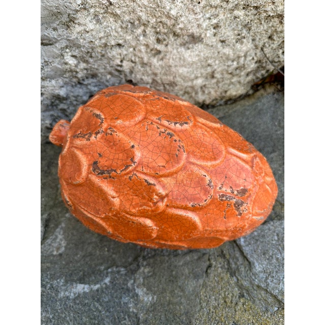 Rustic European Vintage Large 10” Glazed Terracotta 1970’s Italian Pinecone Garden Ornament For Sale - Image 3 of 12