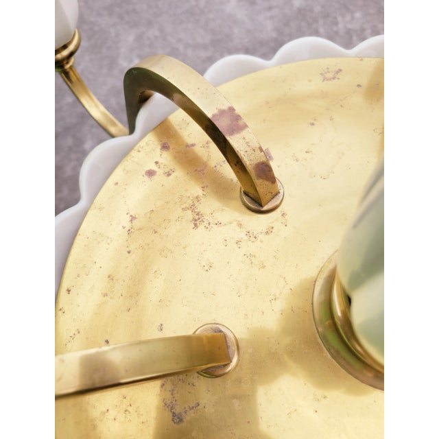 Off-white Vintage Porcelain Solid Brass 6 Light Ceramic Off White Tulips Traditional Chandelier by Lenox For Sale - Image 8 of 8