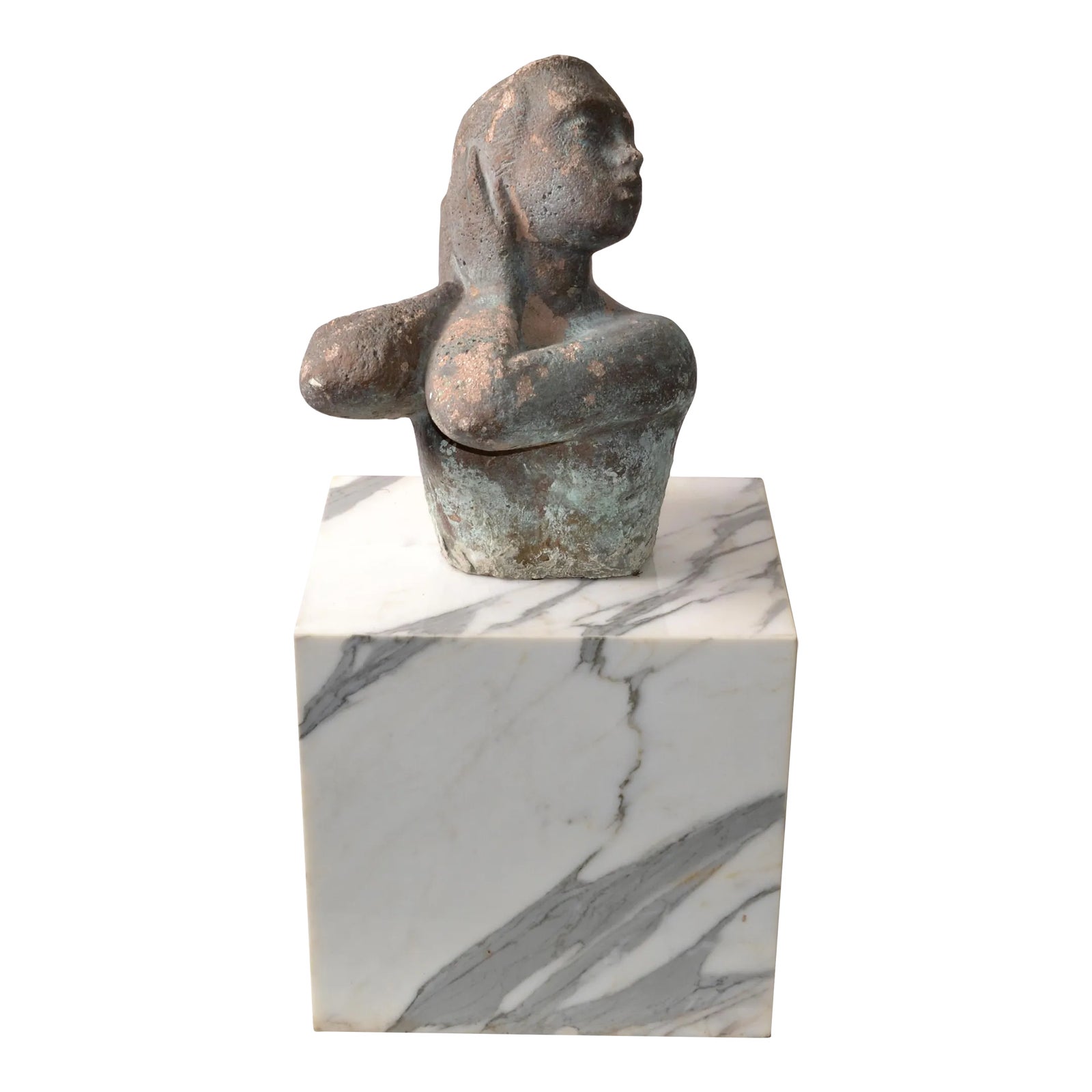 20th Century Concrete Lady Bust Attributed to Chuck Dodson