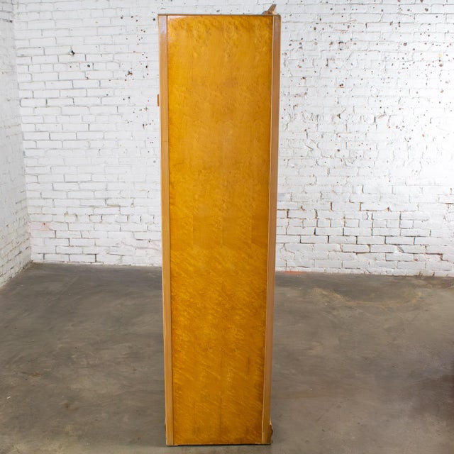 Large Early to Mid-20th Century Vintage English Art Deco Style Wardrobe Burled Maple & Walnut Frame For Sale - Image 12 of 18