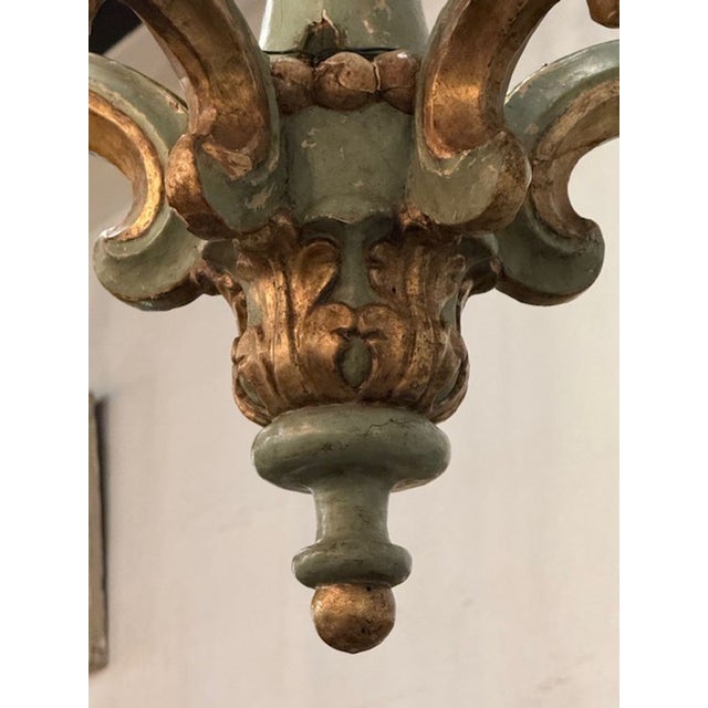 Wood 19th C. Italian Carved and Painted Chandelier For Sale - Image 7 of 7