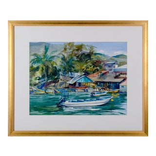 Bill Suttles "Boat to Chicoasen" Coastal Chiapas, Mexico Watercolor For Sale