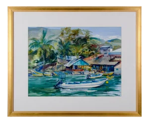 Bill Suttles "Boat to Chicoasen" Coastal Chiapas, Mexico Watercolor