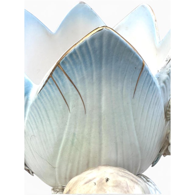 1950's Lenwile Ardalt Porcelain 3 Cherub Floral Planter Vase For Sale - Image 4 of 16