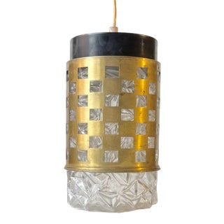 Mid-Century Glass and Brass Pendant Lamp from Bünte & Remmler, 1960s For Sale