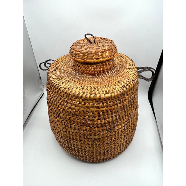 Apache Tus Pitch-Coated Lidded Basket With Horsehair Handles, C. 1940–1950 For Sale - Image 18 of 18