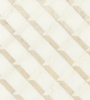 The House of Scalamandré Lattice Embroidery Fabric, Alabaster