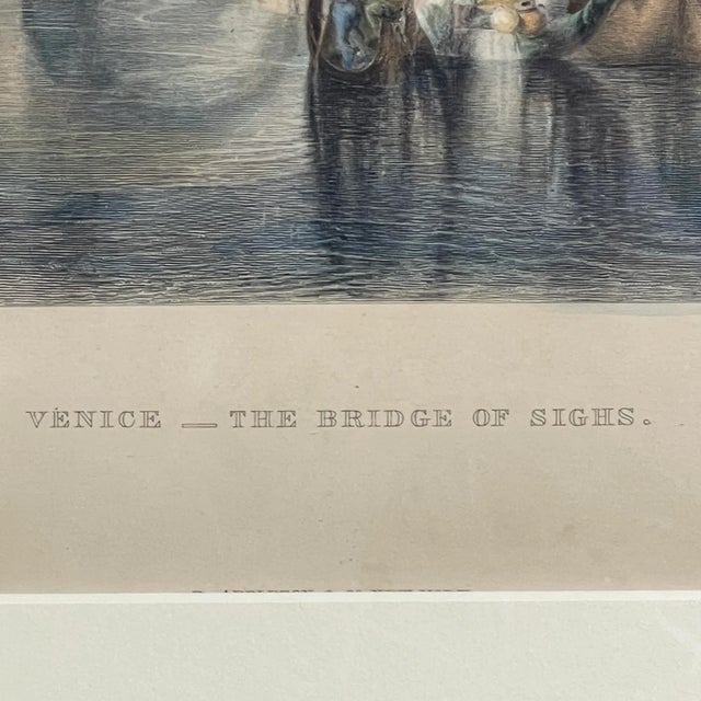 Late 19th Century j.m.w. Turner (After) - “The Bridge of Sighs” Hand Colored Engraving, Framed (1880) For Sale - Image 5 of 9
