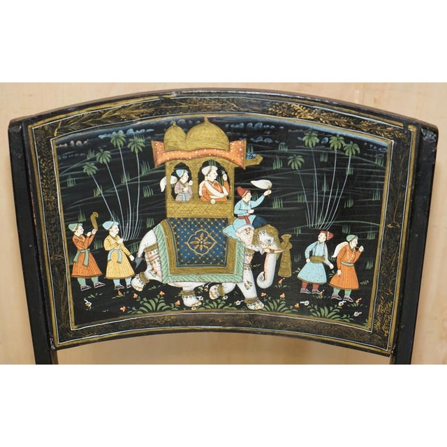 Set of Antique Indian Chinoiserie Campaign Folding Chairs For Sale - Image 5 of 18