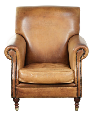 Cowhide Leather Armchair with Characterful and English Look