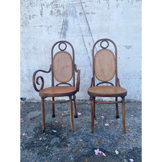 Cinnamon Thonet Atribute Benwood Long Johns' High Back Dining Chairs Set of 5 . For Sale - Image 8 of 12