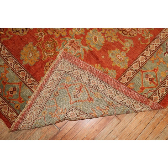 Textile Antique Zabihi Collection Oushak Coral Red Rug - 7'10" x 10'10" For Sale - Image 7 of 12