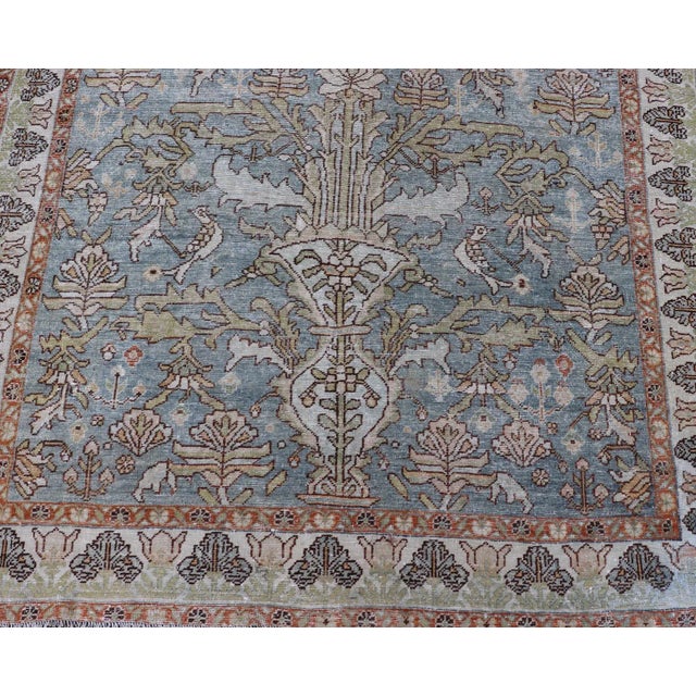 Early 20th Century Antique Persian Sultanabad Rug With Soft Blue Palette 5'0 X 8'0 For Sale - Image 5 of 12