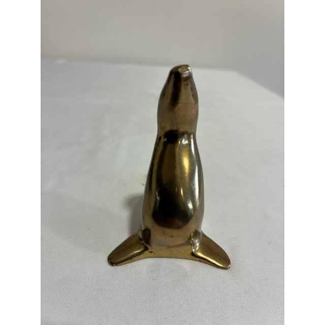 Vintage Solid Brass Seal Figurine For Sale - Image 4 of 8