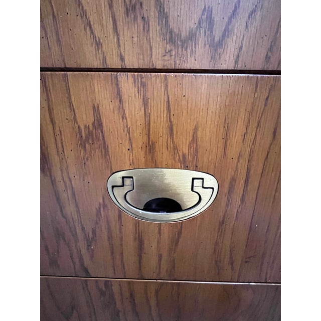 Wood Drexel Heritage Hollywood Regency Campaign Gentleman's Chest or Armoire Dresser For Sale - Image 7 of 8