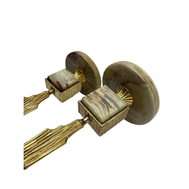 Brass and Onyx Table Lamps in the style of Maison Jansen, 1970s, Set of 2 For Sale - Image 6 of 14