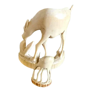 1930s Art Deco Bone Deer Statues - A Pair