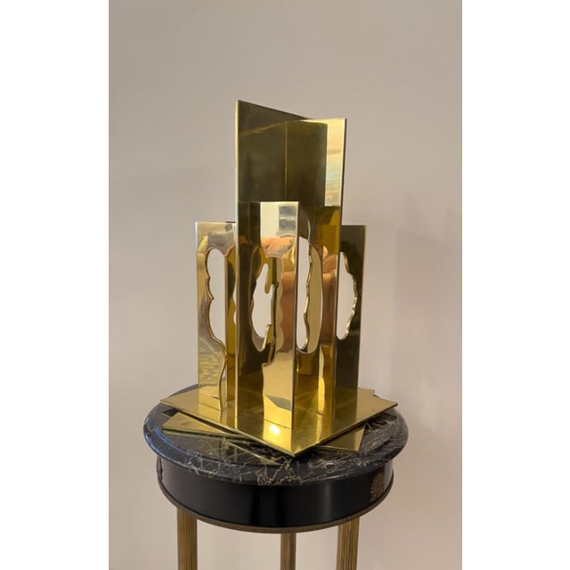 Modern Menashe Kadishman, Israeli Pop Art Abstract Cutout Trees Kinetic Gilt Sculpture Menashe Kadishman, c.1970's For Sale - Image 3 of 18