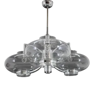 Italian Chrome Plated and Glass Chandelier, 1970s