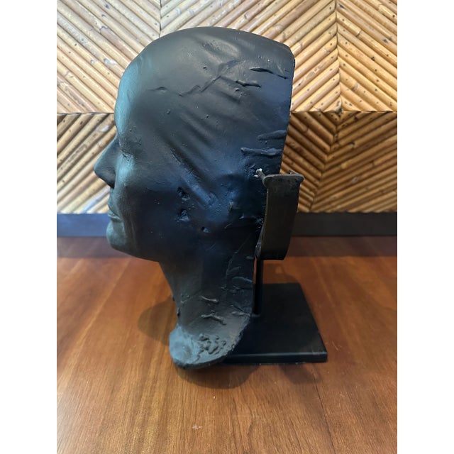 Vintage Art Deco Bust Sculpture on Metal Stand For Sale - Image 4 of 8