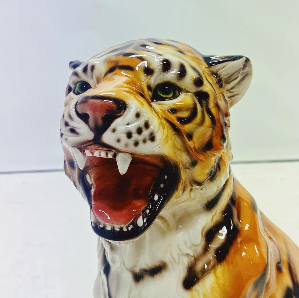Tiger Statue in Ceramic from Ceramiche Boxer | Chairish